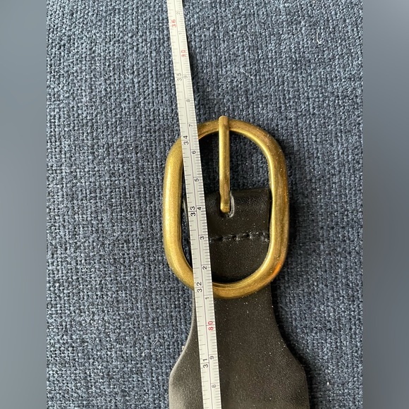 LOFT - XS black woven genuine leather wide belt with gold buckle. - Picture 11 of 13